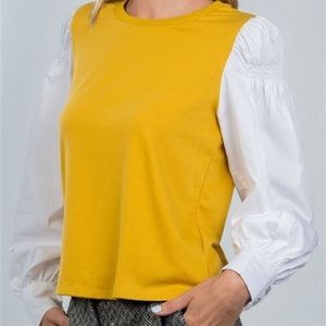 Contrast sleeve blouse